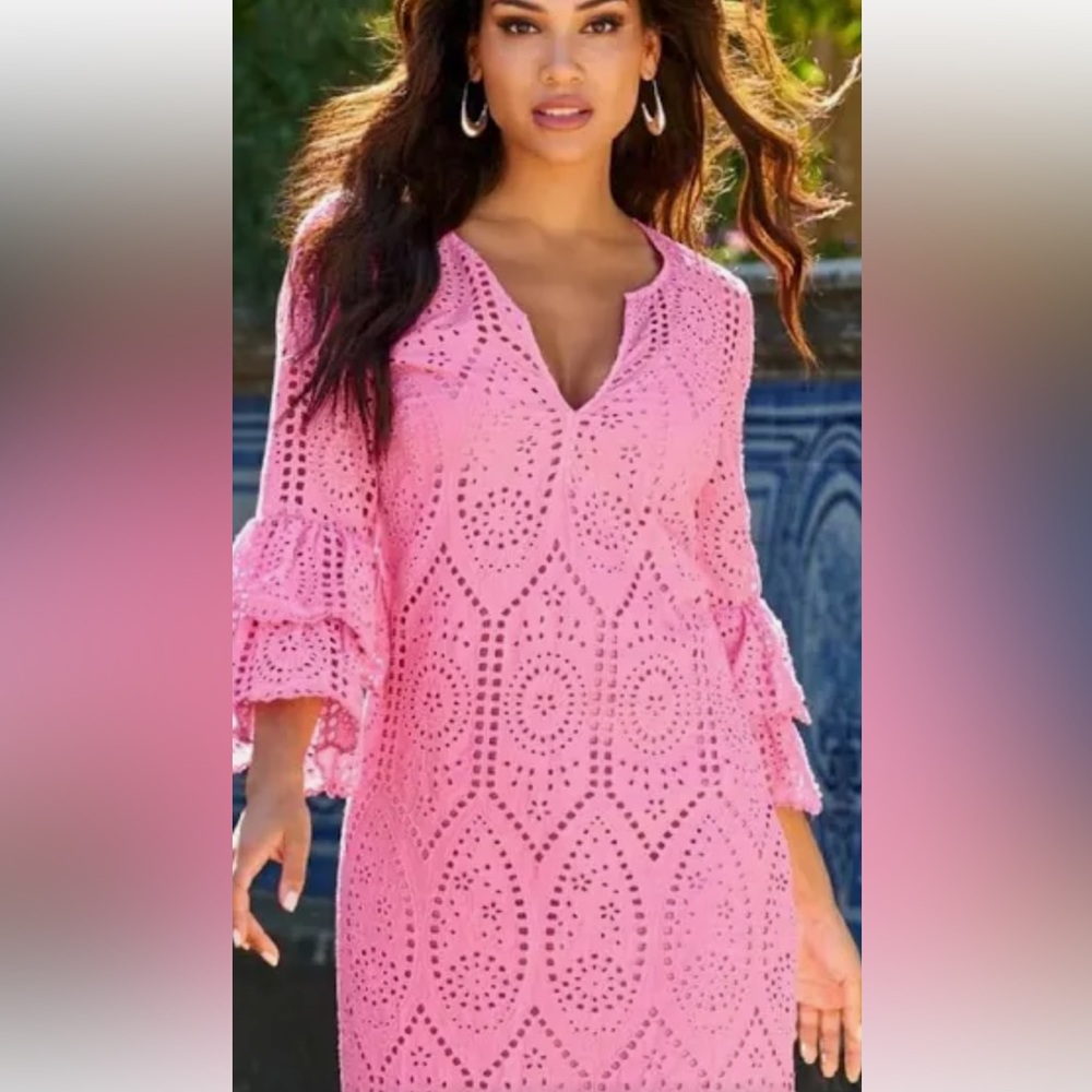 Boston Proper Pink Eyelet Dress